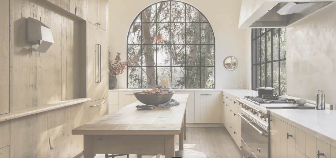 Lucie Project — kitchen with arched steel window